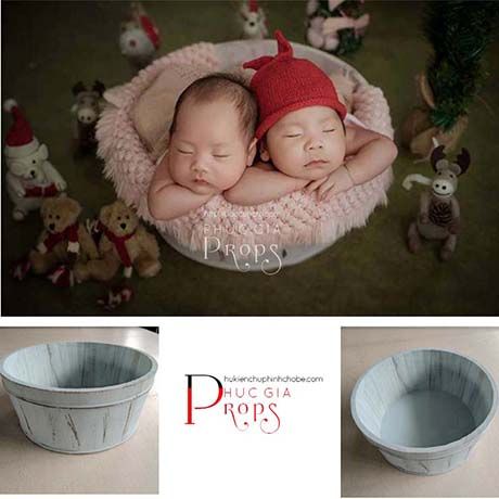 Đạo Cụ Chụp Hình Cho Bé -Chậu Gỗ BaBy