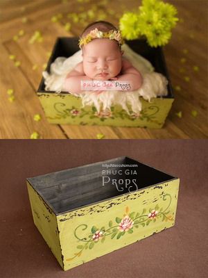 Đạo Cụ Chụp Hình Cho Bé -Hộp Ngăn Kéo Vintage dùng chụp Newborn và Baby