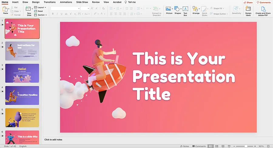 Mẫu PowerPoint kết hợp màu sắc tươi sáng và các hiệu ứng 3D, tạo nên sự sống động và vui tươi, phù hợp cho các bài thuyết trình giải trí, sáng tạo.