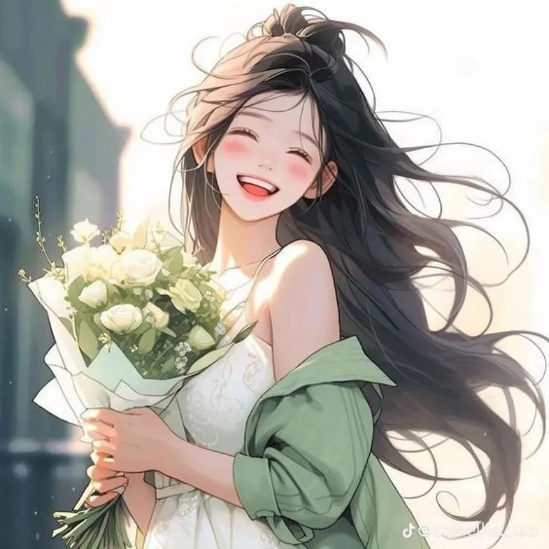 Avatar cô gái chibi dễ thương với đôi cánh thiên thần