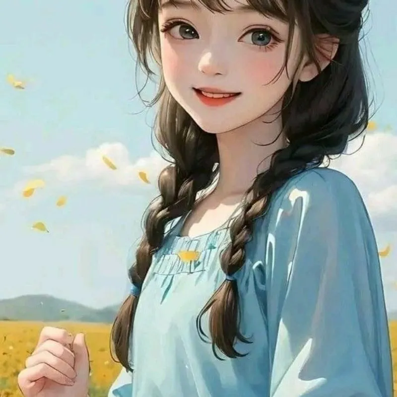 Hình ảnh cô gái chibi đáng yêu ngồi trên xích đu