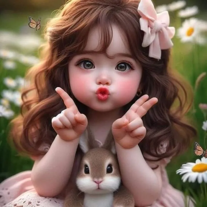 Chibi cô gái cute AI với đôi mắt to tròn và biểu cảm ngây thơ