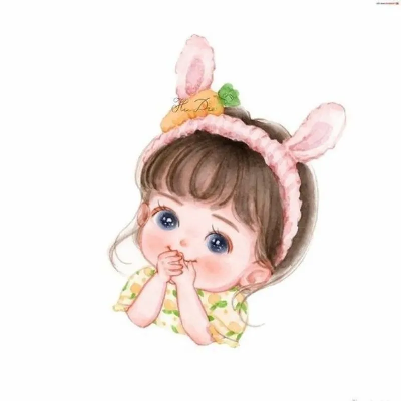 Ảnh chibi cô gái nhỏ xinh cầm hoa