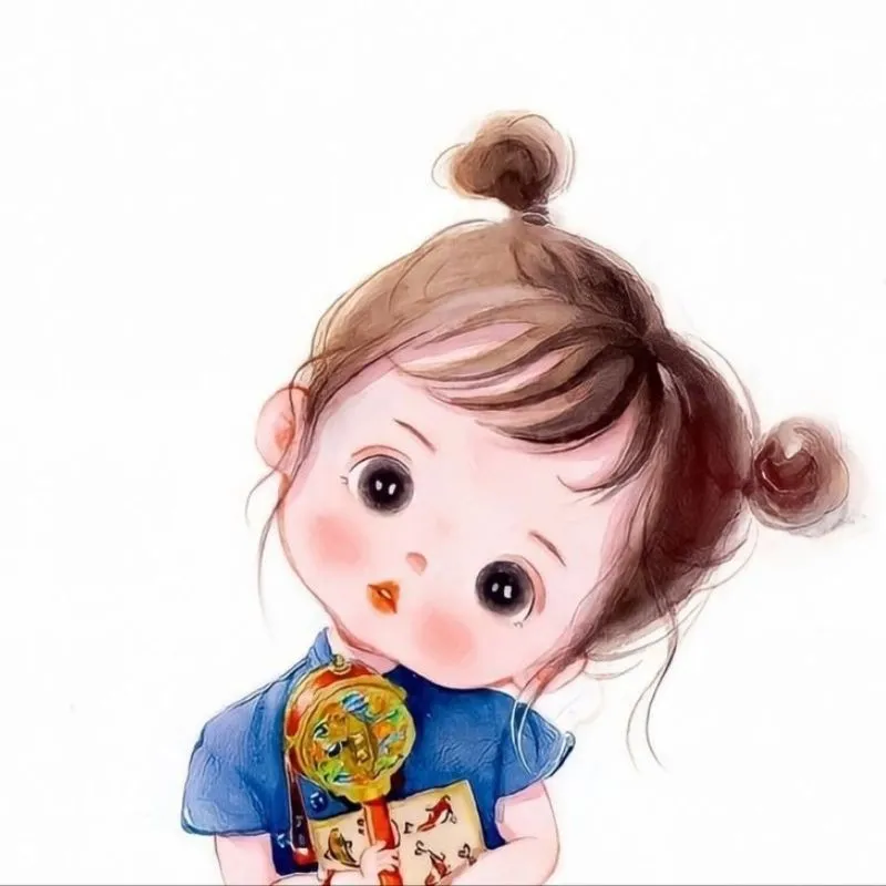 Chibi cô gái cute đang uống trà sữa