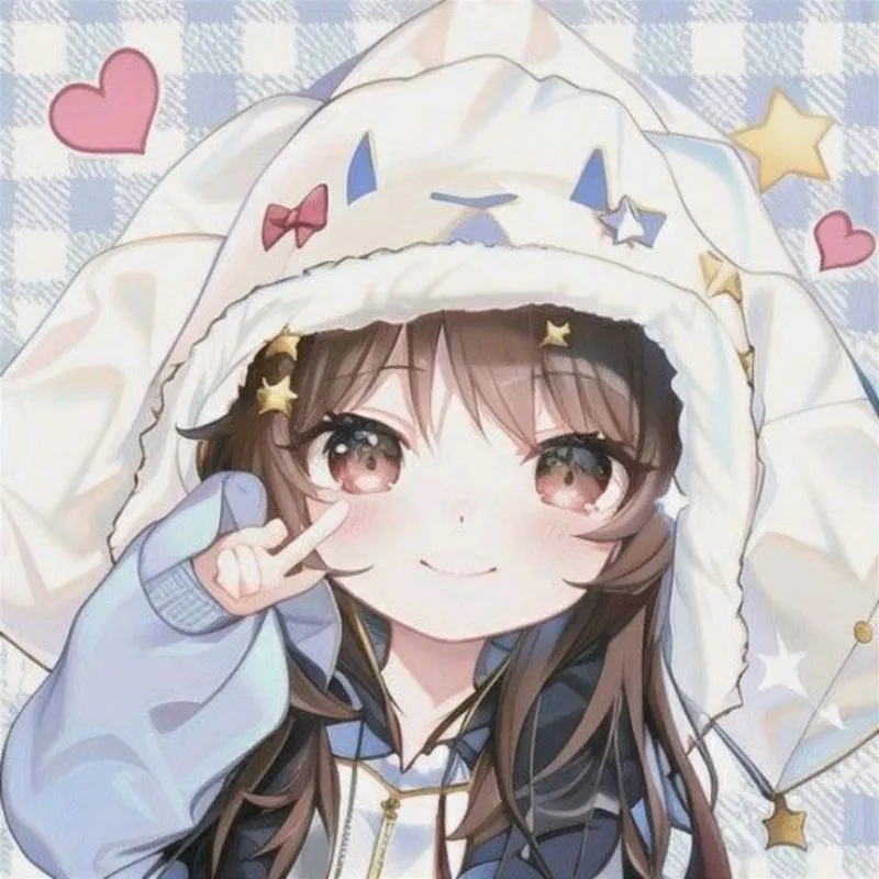 Avatar cô gái cute chibi mặc đồ ngủ ôm gối