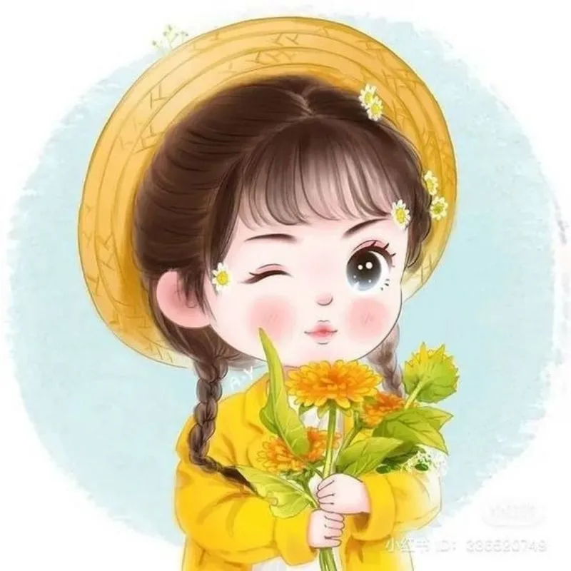 Hình cô gái chibi mặt buồn cười dễ thương