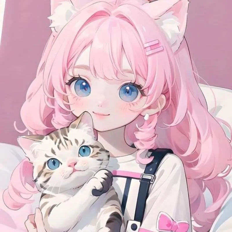 Chibi cô gái cute phong cách anime ngồi đọc sách