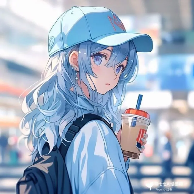 Ảnh cô gái chibi anime dễ thương với biểu cảm hạnh phúc