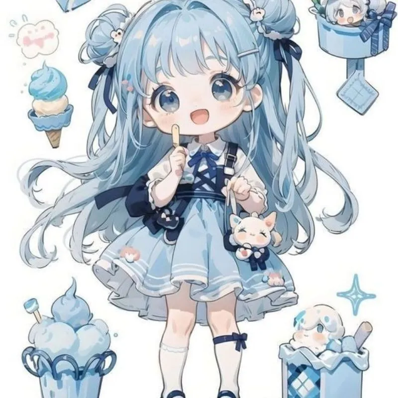 Hình ảnh cô gái chibi cute anime tóc vàng bay