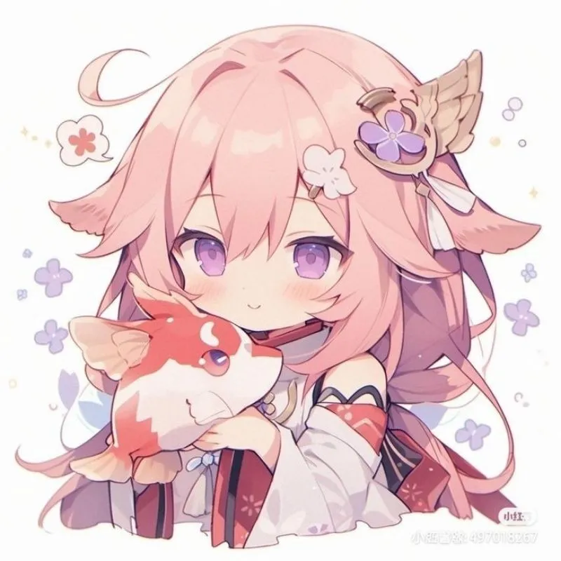 Ảnh cô gái chibi anime cute đeo kính và tai nghe
