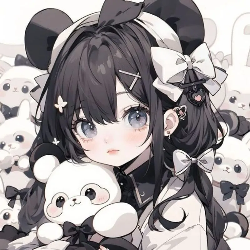 Hình cô gái chibi anime cute đọc sách dưới ánh trăng