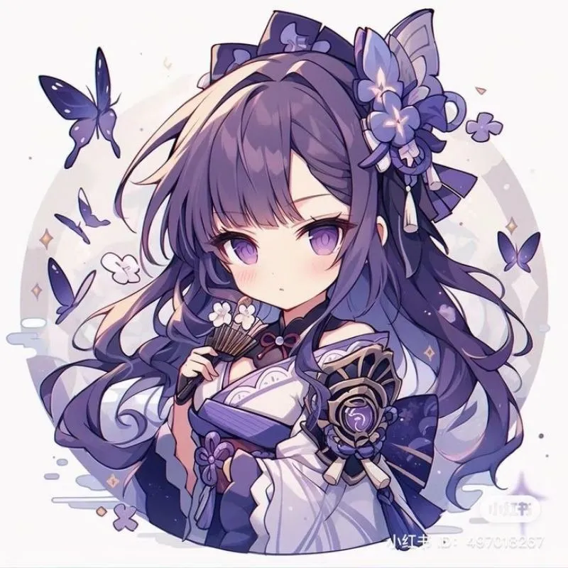 Chibi cô gái anime cute cầm hoa cúc