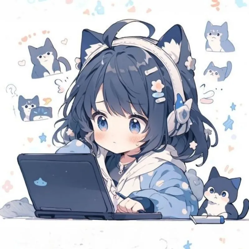Hình ảnh cô gái chibi anime dễ thương mặc áo khoác ấm áp