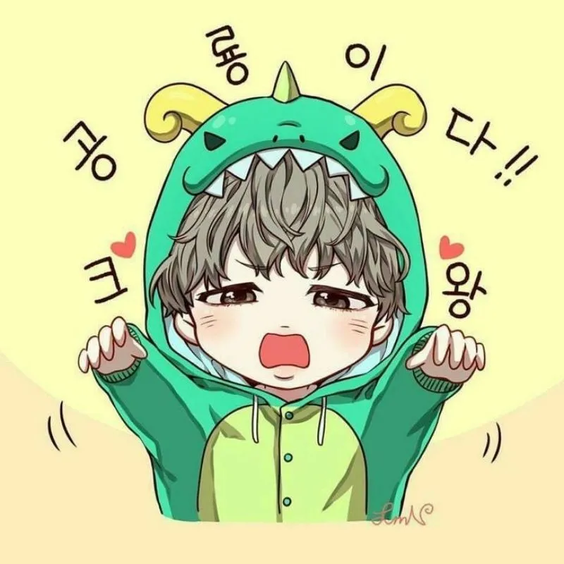 Chibi cô gái dễ thương chơi cùng khủng long