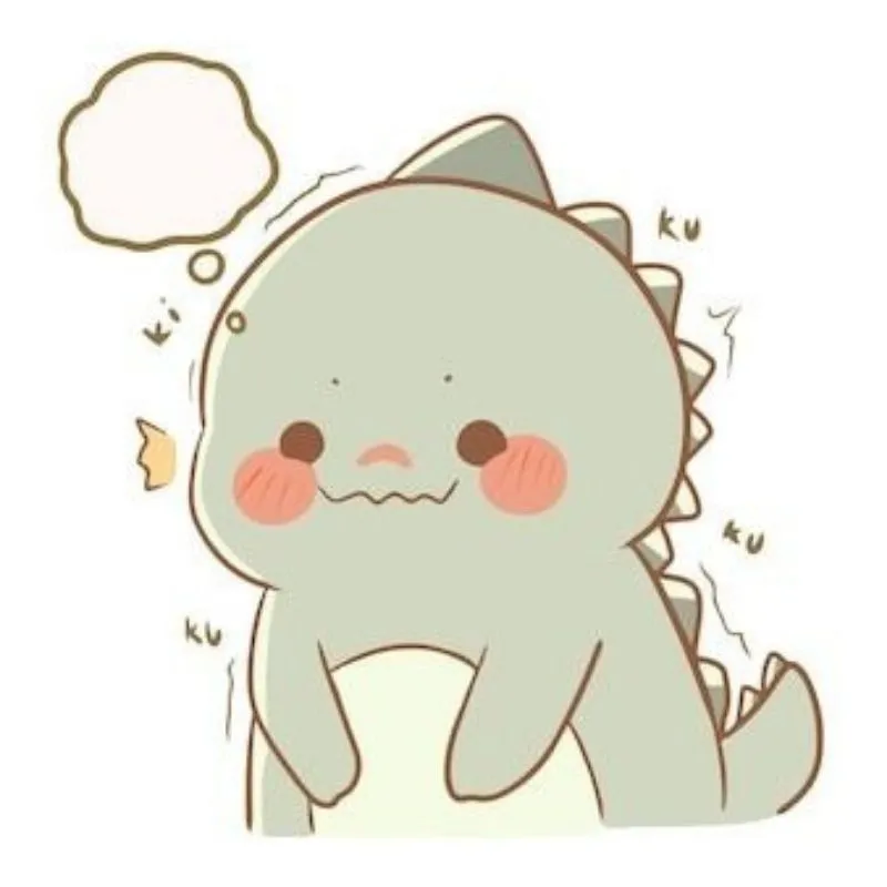 Avatar cô gái chibi dễ thương cùng khủng long xanh