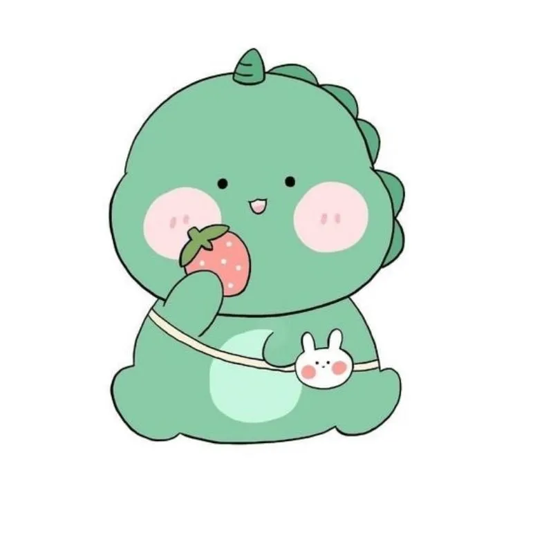 Avatar cô gái chibi dễ thương bên cạnh khủng long ốc sên