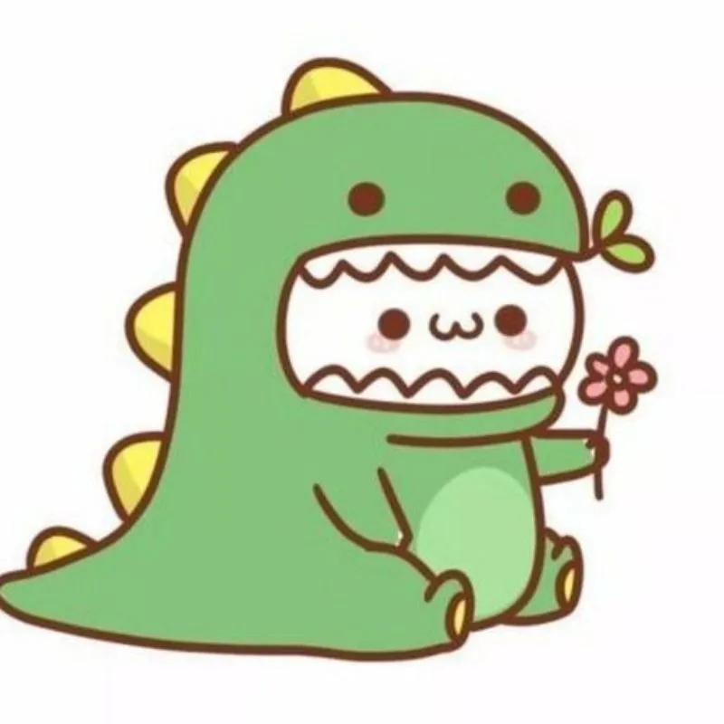 Ảnh cô gái chibi cute cùng khủng long vui vẻ