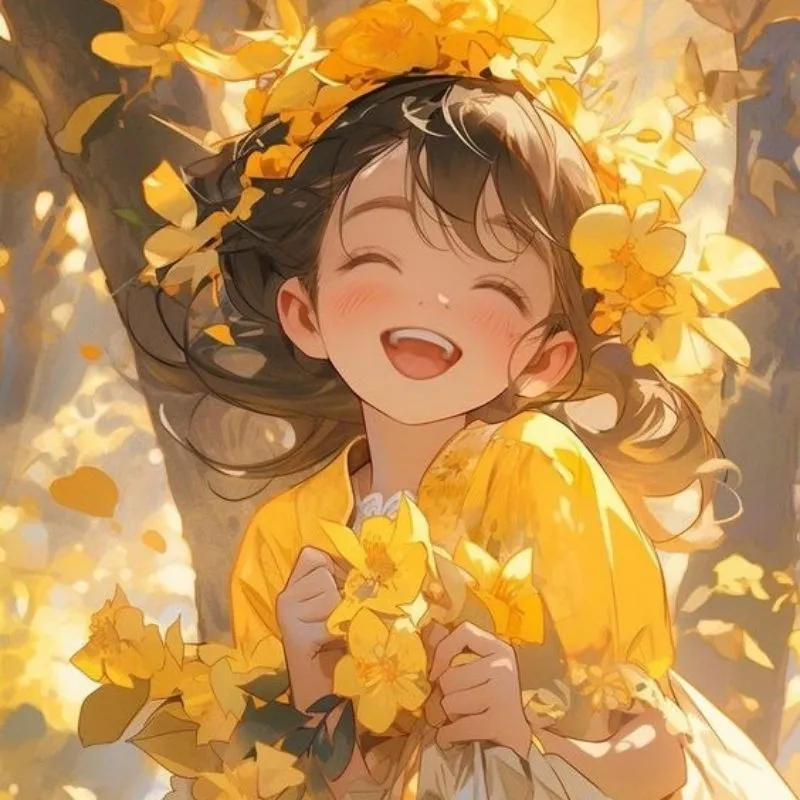 Hình cô gái cute chibi mặc đồ học sinh ngồi trên ghế