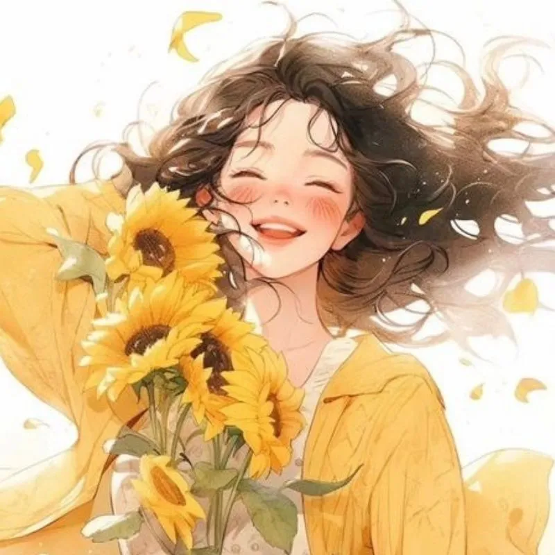 Avatar cô gái chibi dễ thương mặc áo khoác màu hồng