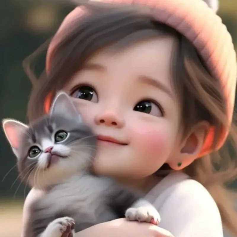 Hình ảnh cô gái chibi cute với mái tóc tím
