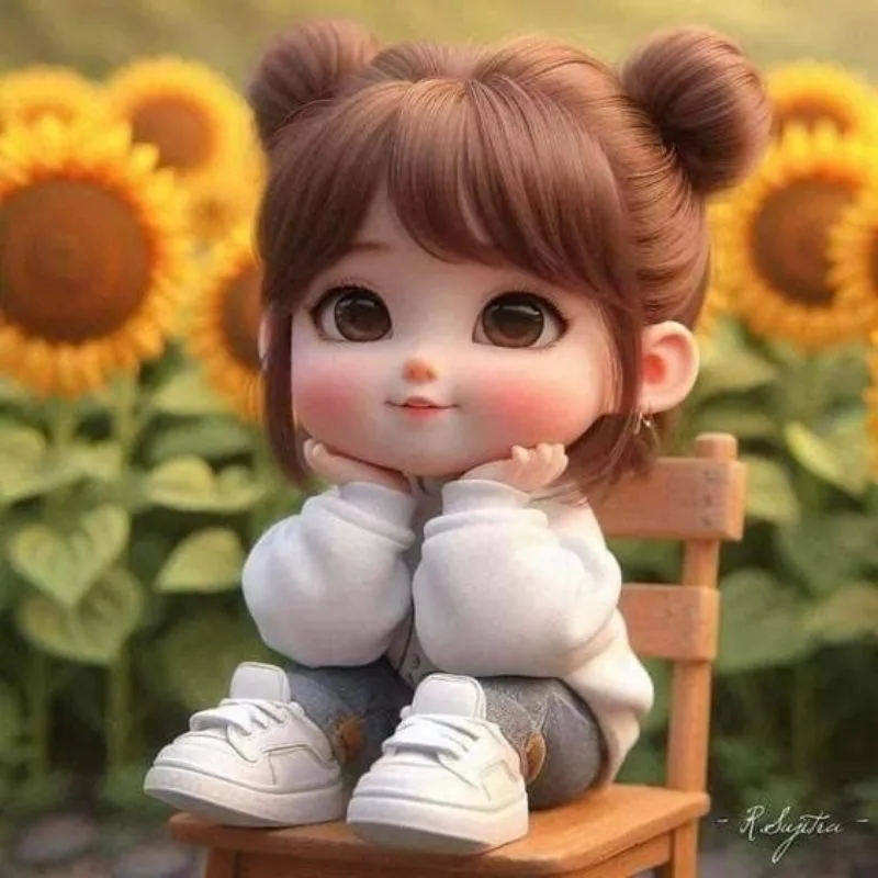 Avatar cô gái chibi dễ thương cầm gấu bông