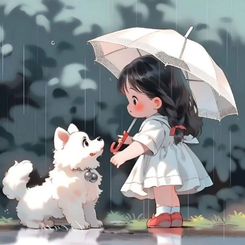 Chibi cô gái dễ thương với khăn quàng cổ ấm áp