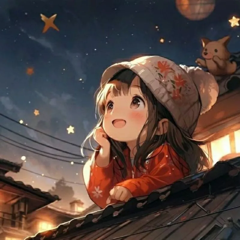 Hình ảnh cô gái chibi cute với mái tóc cột cao