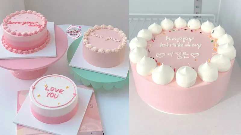 Bánh kem sinh nhật màu xanh pastel dịu mát