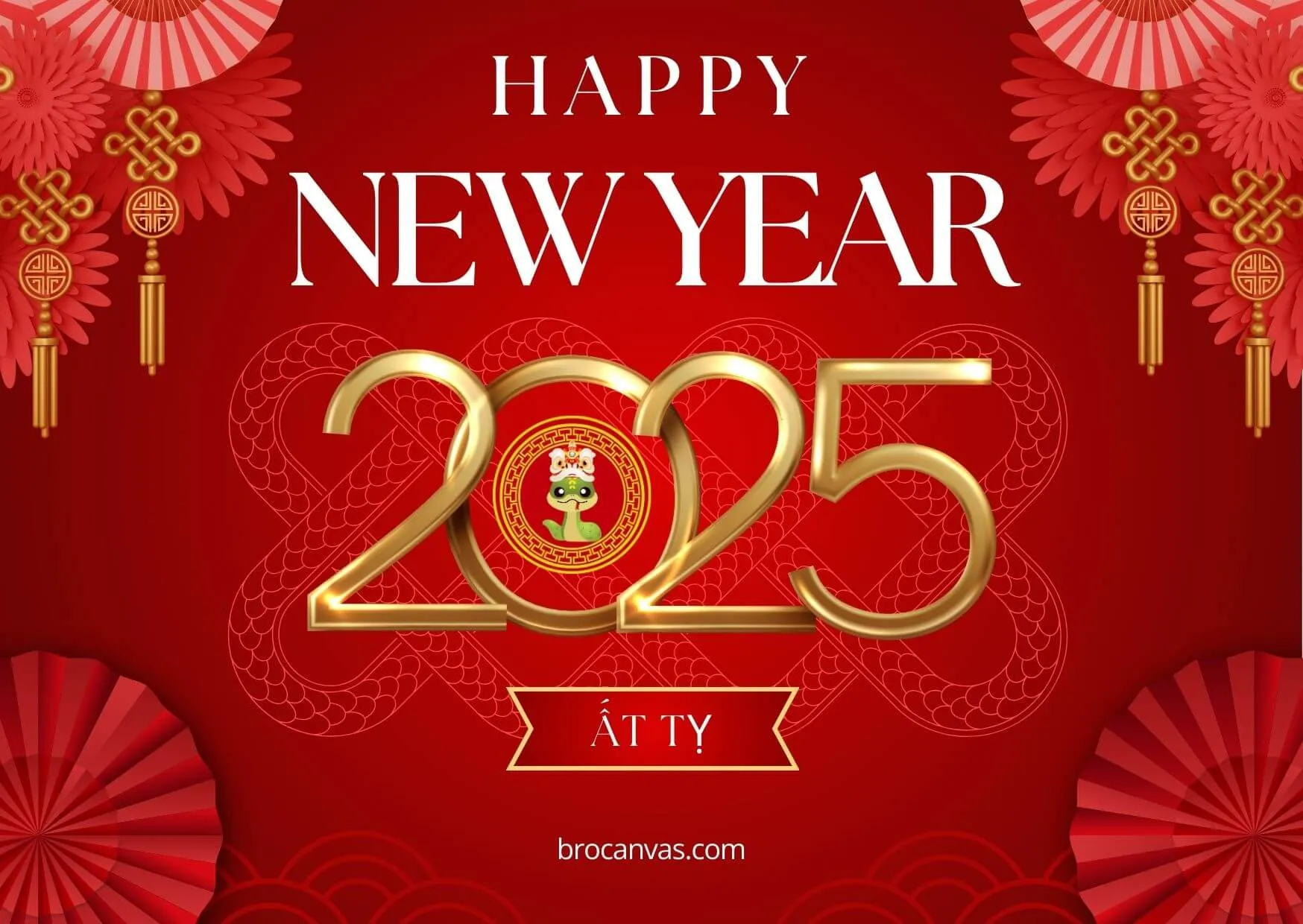 Ảnh Happy New Year 2025 Ất Tỵ brocanvas.com