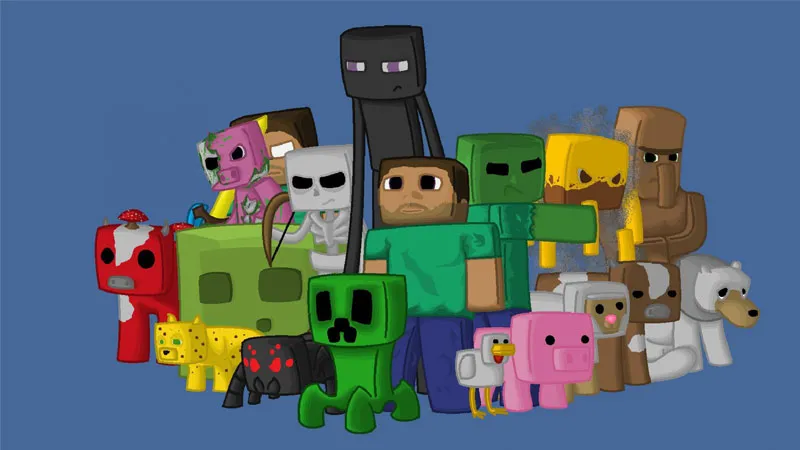 Hình nền Minecraft cute nhân vật Pig và Cow dễ thương
