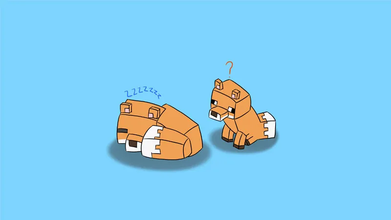 Cảnh Minecraft cute với nhân vật chơi và động vật trong môi trường yên bình