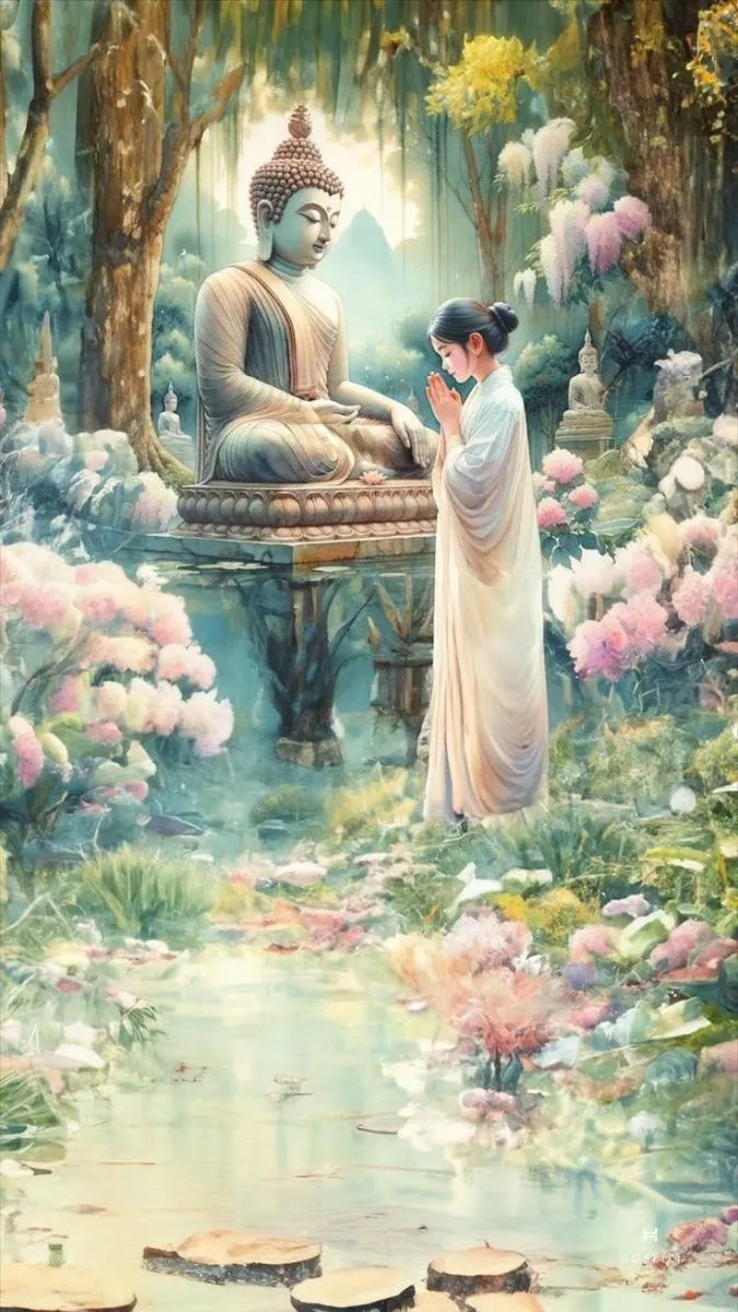 Hình ảnh Phật trang nghiêm, tạo không gian tĩnh tâm hơn cho người sử dụng.