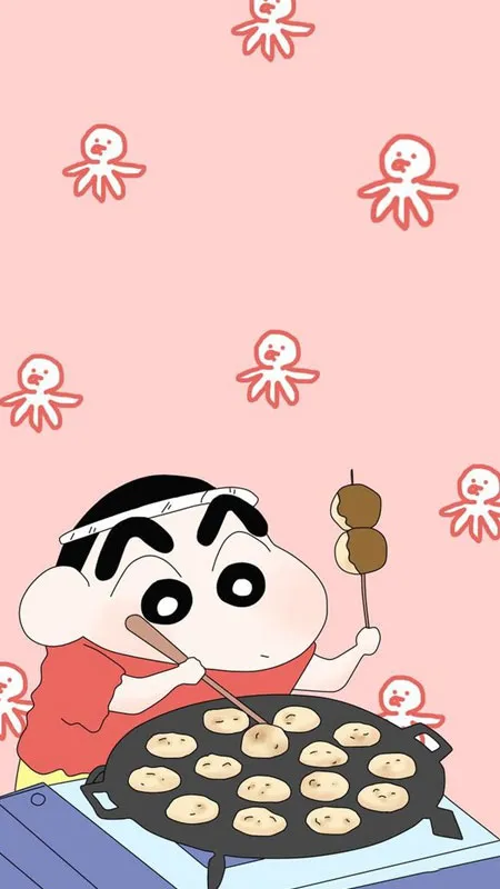 Shin Cậu Bé Bút Chì ăn snack, hình nền ăn vặt 92