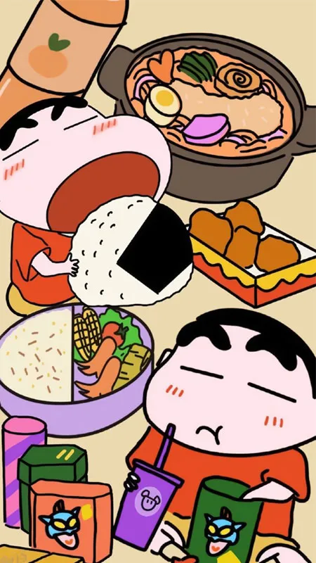 Shin Cậu Bé Bút Chì ăn sushi, hình nền món Nhật 95