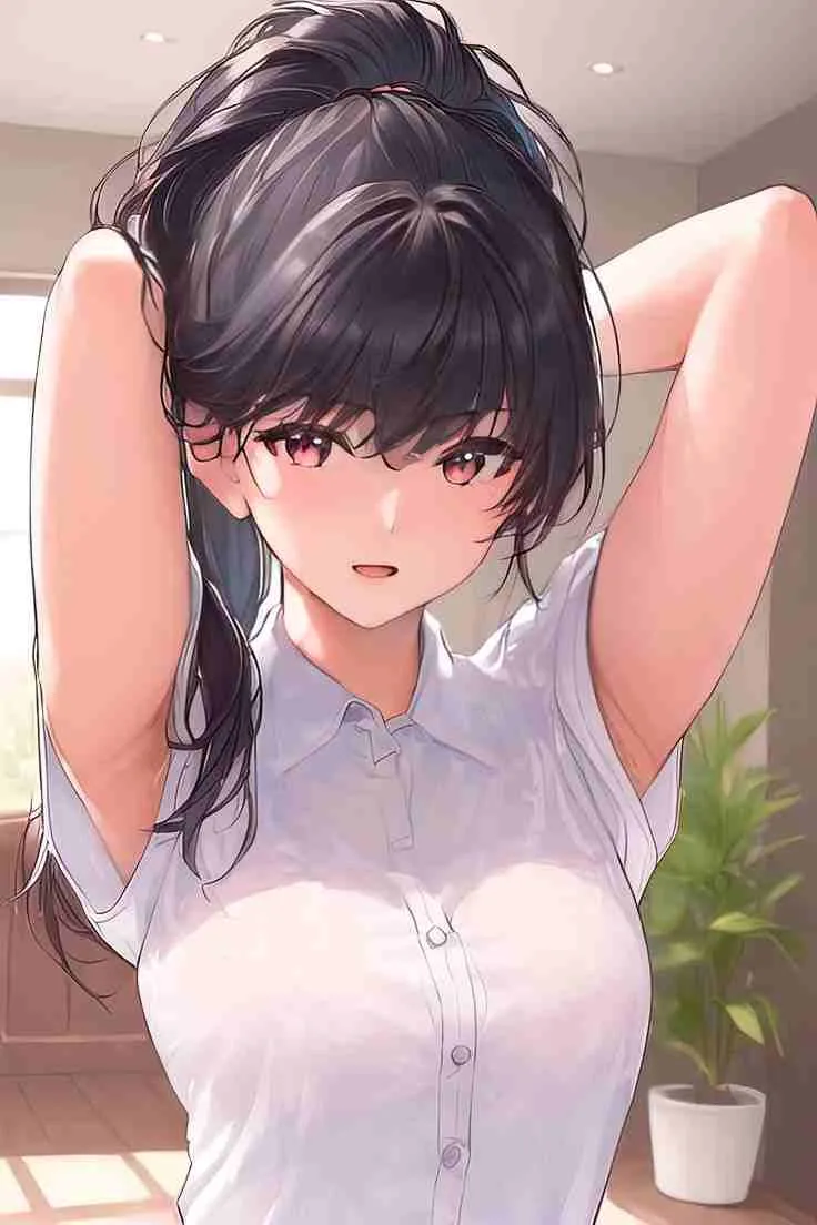 Hình ảnh một nhân vật anime trong tư thế động, thể hiện sự năng động hoặc bất ngờ