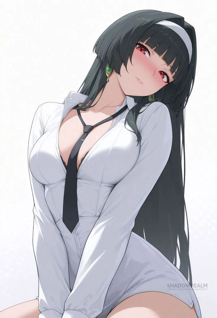 Thiếu nữ anime tóc hồng với biểu cảm suy tư trong không gian xanh