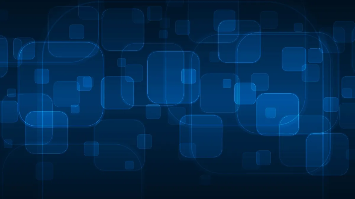 Background xanh dương đậm kết hợp với ô vuông trắng nhạt, tạo sự cân bằng và hài hòa