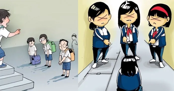 Cảnh học sinh xô xát trong khuôn viên trường, phản ánh thực trạng bạo lực học đường