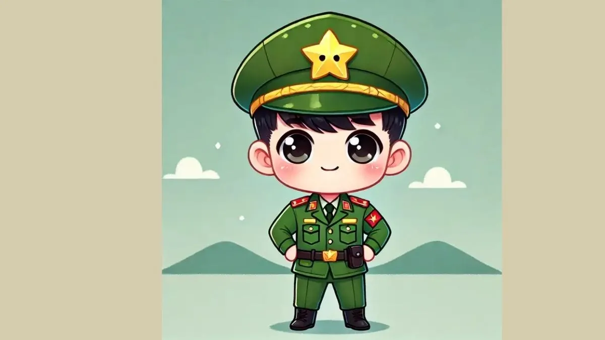 Chibi chú bộ đội đi tuần tra biên giới