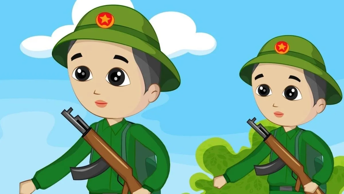 Vẽ chibi người lính biên phòng với cảnh núi rừng