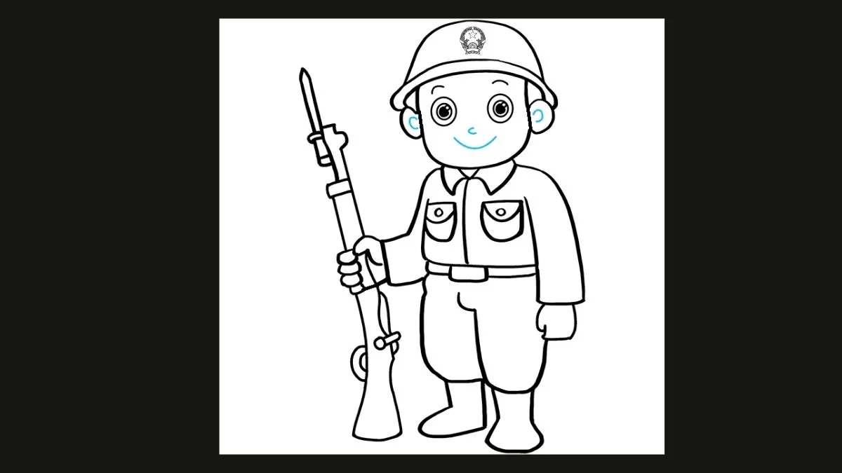 Thêm các chi tiết khuôn mặt và trang phục cho chú bộ đội chibi
