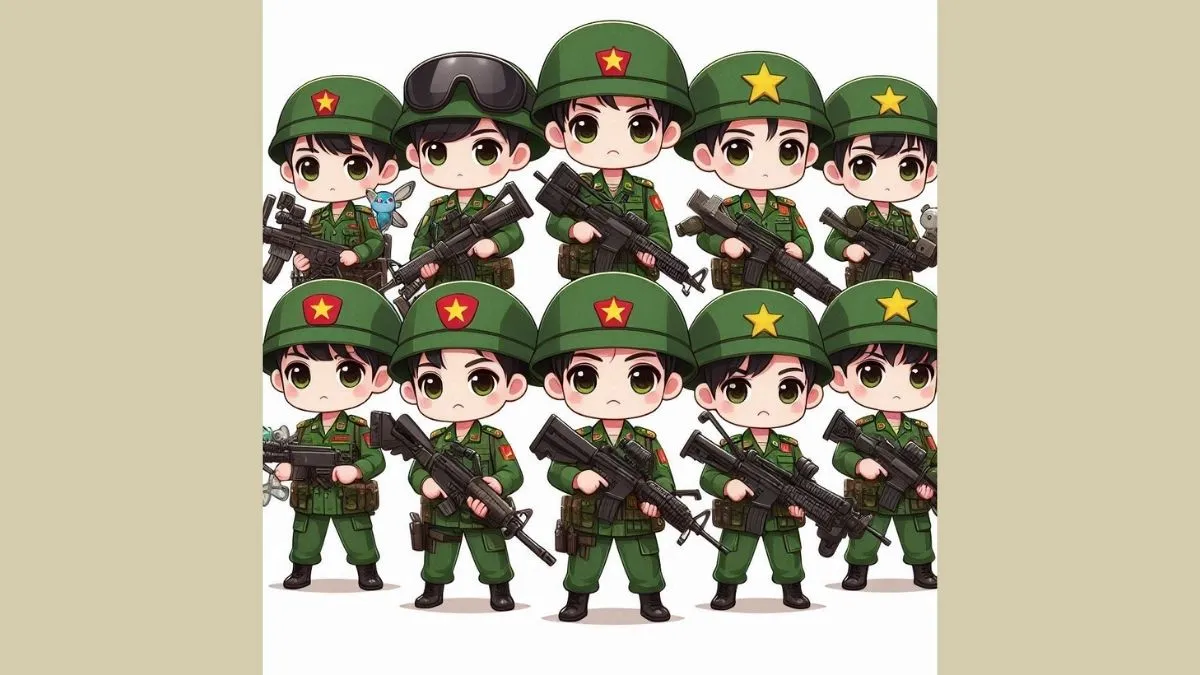 Chibi bộ đội đơn giản thể hiện tinh thần chiến đấu