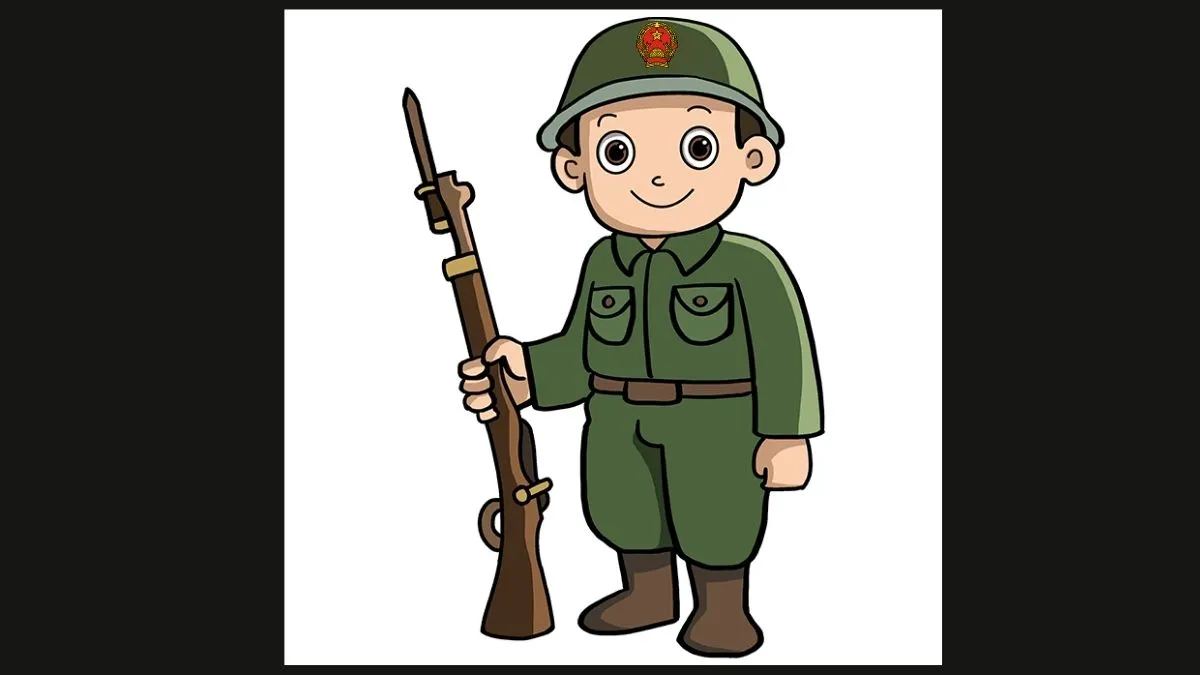Tô màu và hoàn thiện bức tranh chibi chú bộ đội