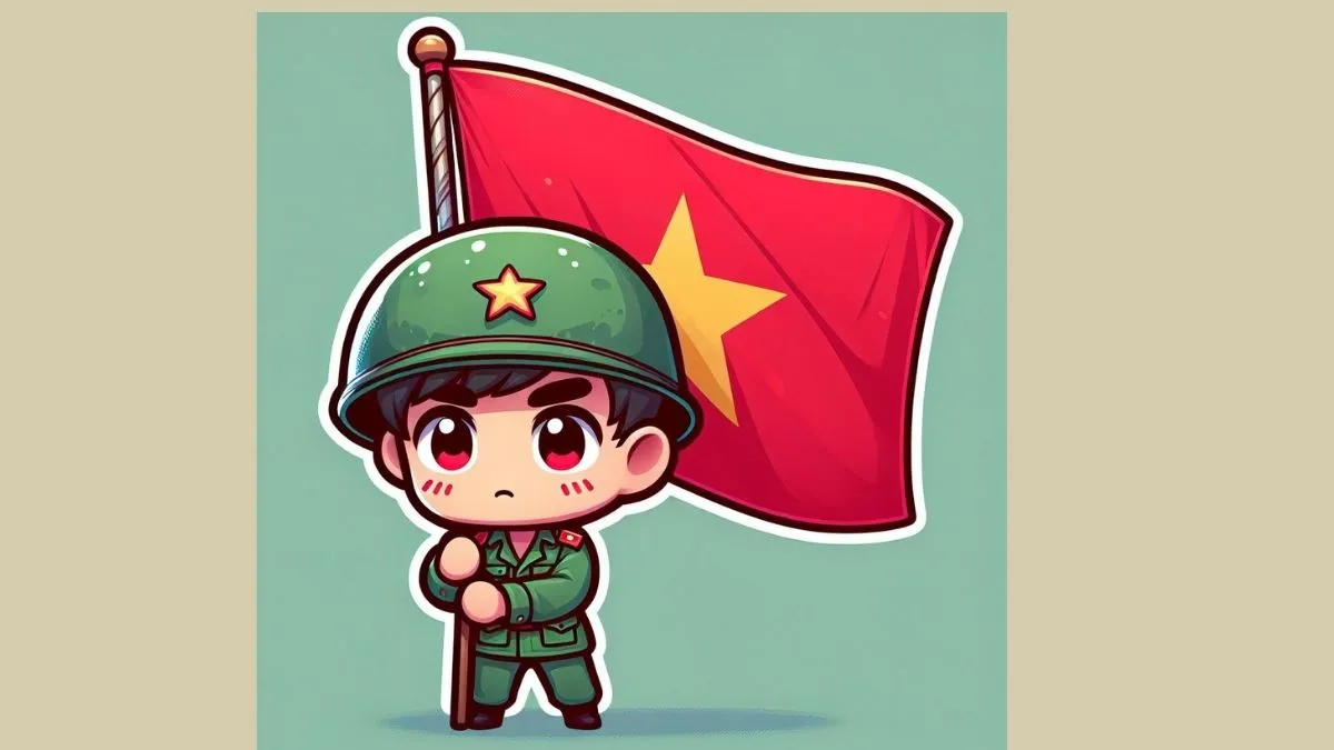 Hình ảnh chibi người lính cầm cờ ấn tượng