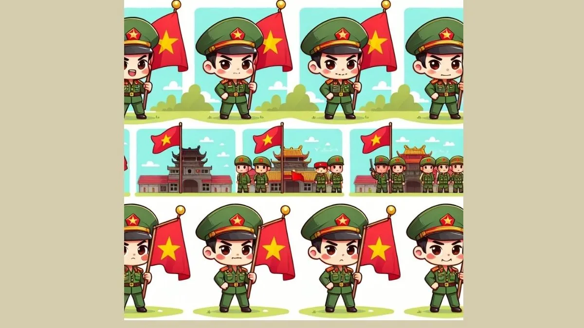 Vẽ chibi bộ đội với sắc quân phục xanh