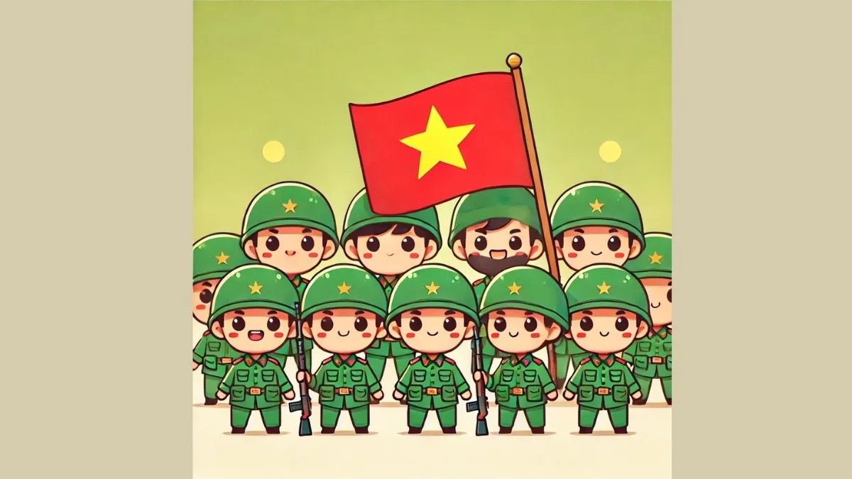Chibi chú bộ đội trong tư thế chiến đấu