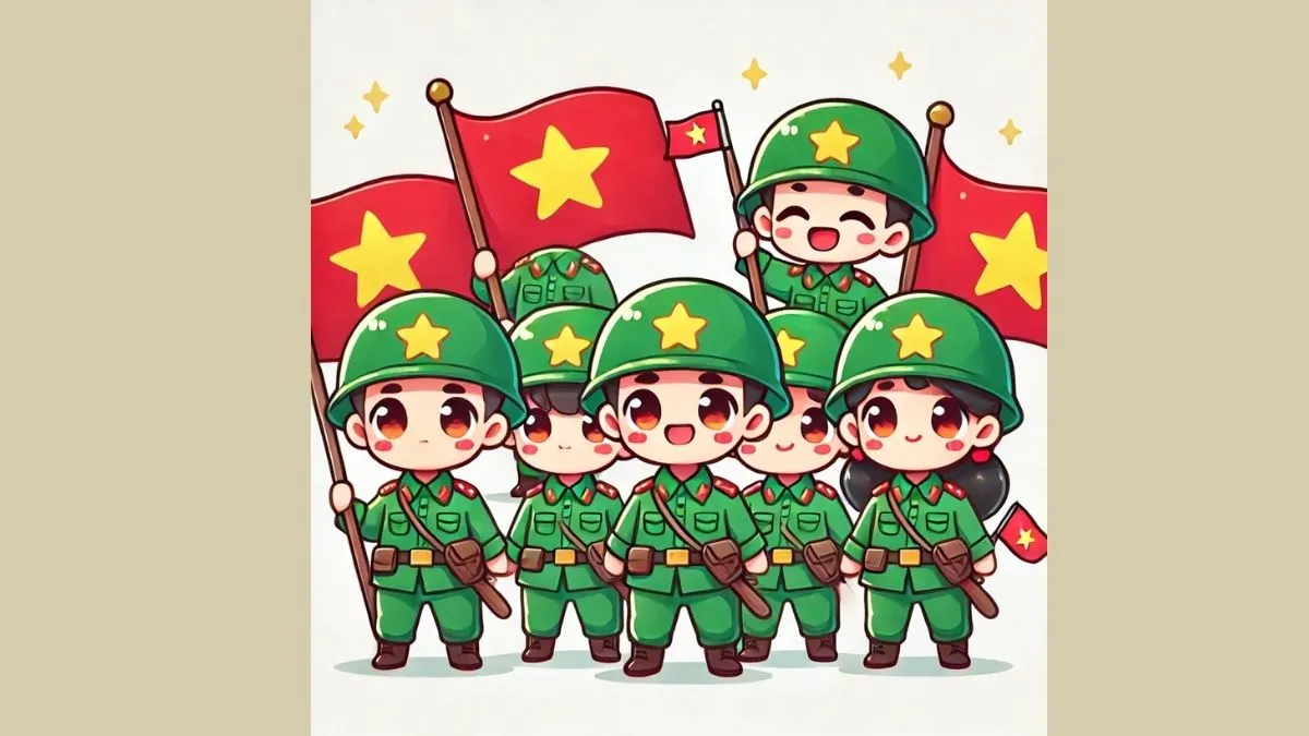 Vẽ chibi bộ đội với tinh thần quyết tâm cao