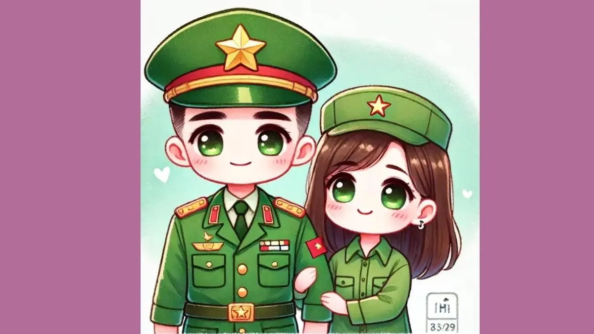 Ảnh chibi người lính và người yêu dễ thương