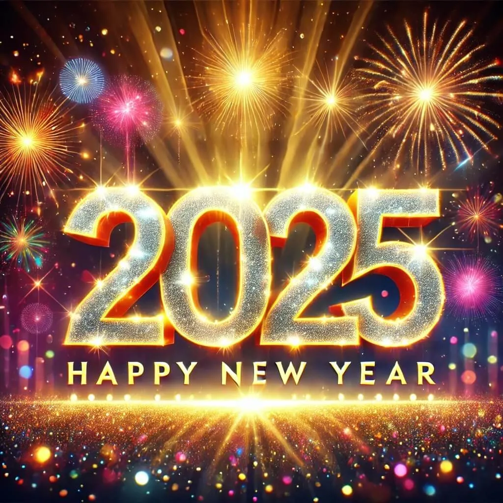 Happy New Year 2025 Phao hoa ruc ro