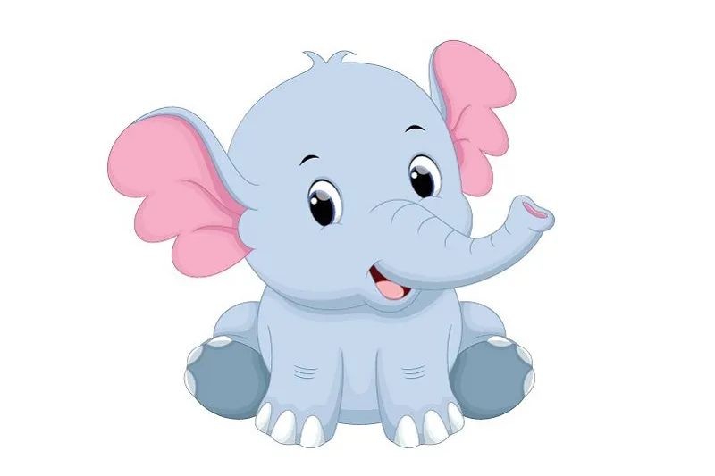Chú voi hoạt hình ngộ nghĩnh đang bay với bóng bay, mang lại niềm vui và sự tưởng tượng phong phú.